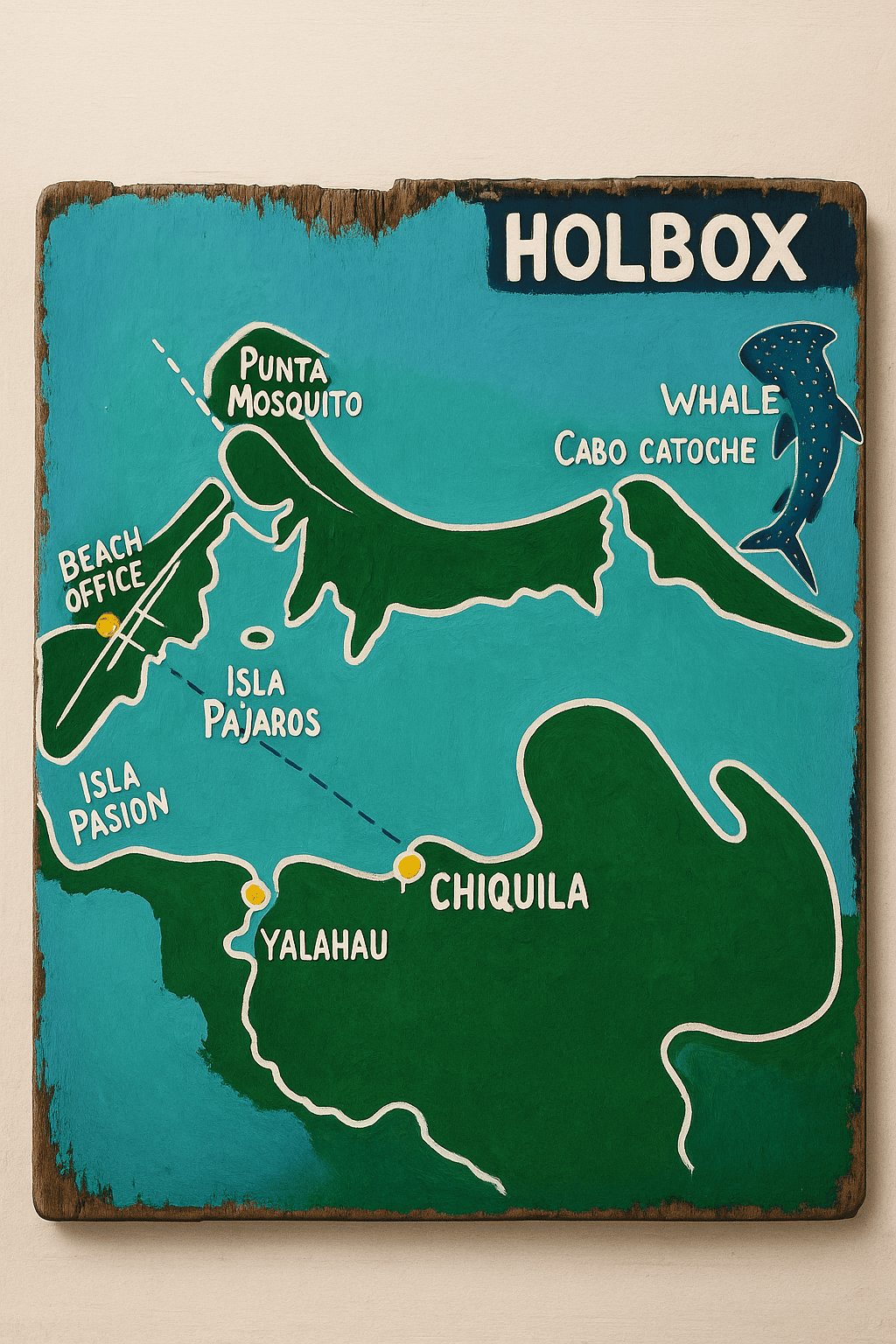 Mapa Holbox pintado a mano